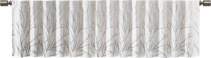 Olliix.com Curtains - Andora Transitional Faux Silk Embroidered Window Valance 50"W x 18"L White