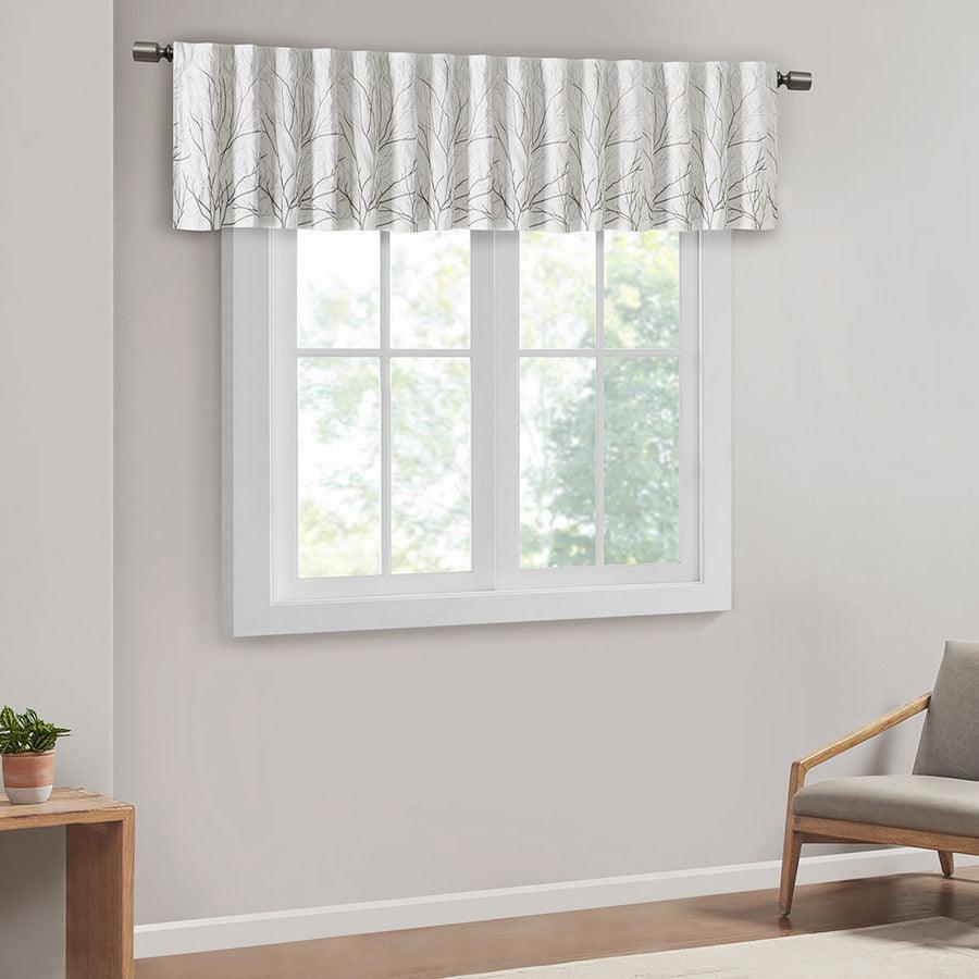 Olliix.com Curtains - Andora Transitional Faux Silk Embroidered Window Valance 50"W x 18"L White