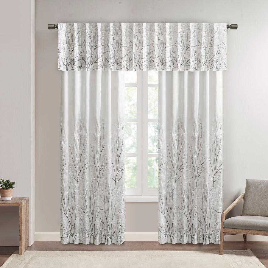Olliix.com Curtains - Andora Transitional Faux Silk Embroidered Window Valance 50"W x 18"L White
