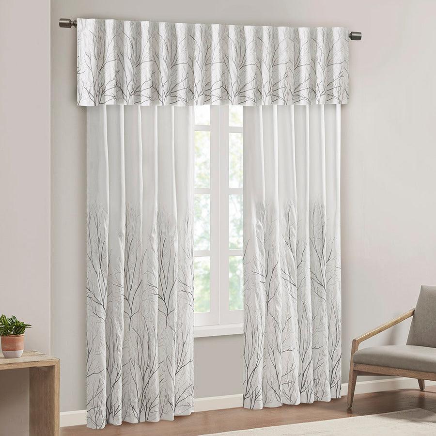 Olliix.com Curtains - Andora Transitional Faux Silk Embroidered Window Valance 50"W x 18"L White