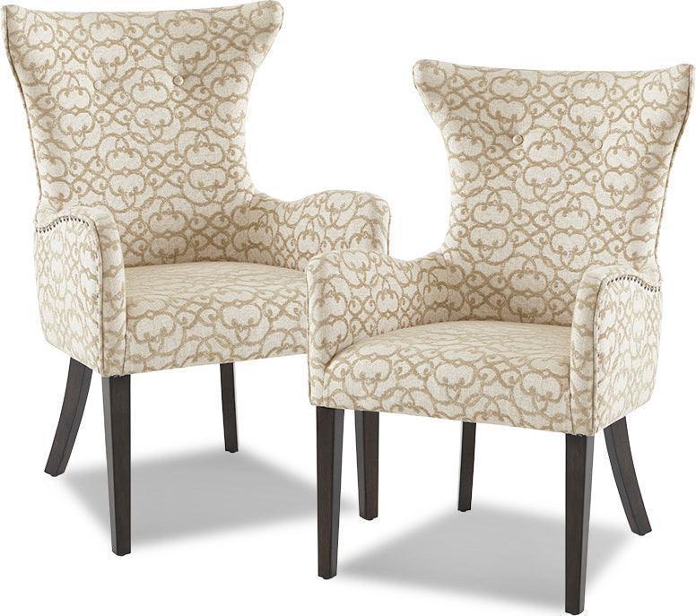 Olliix.com Dining Chairs - Angelica Transitional Arm Dining Chair (set of 2) 25"W x 26.5"D x 39.75"H Tan