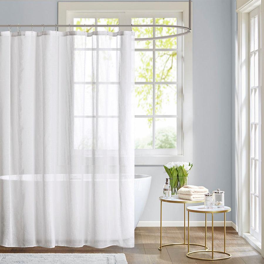 Olliix.com Shower Curtains - Anna Sheer Shower Curtain White