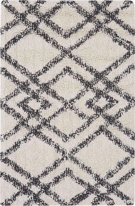 Olliix.com Bath Rugs - Ansel Geo Diamond Yarn Dyed Cotton Tufted Bath Rug Black & Neutral