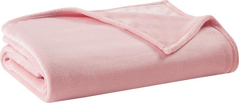 Olliix.com Comforters & Blankets - Antimicrobial Casual Plush Blanket Full/Queen Blush