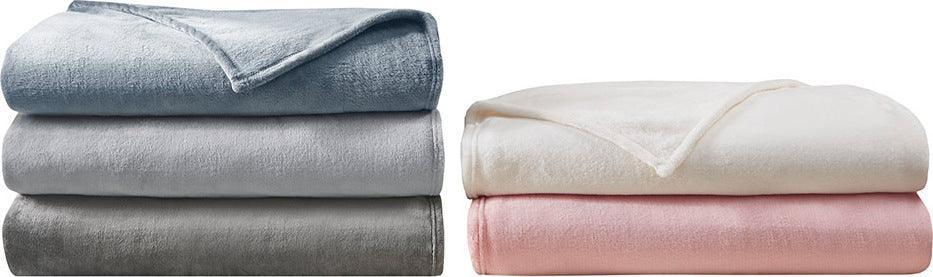 Olliix.com Comforters & Blankets - Antimicrobial Casual Plush Blanket Full/Queen Blush