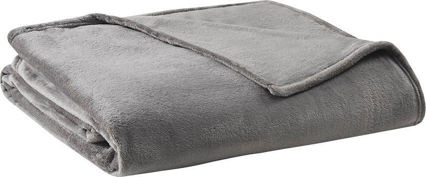 Olliix.com Comforters & Blankets - Antimicrobial Casual Plush Blanket King Charcoal