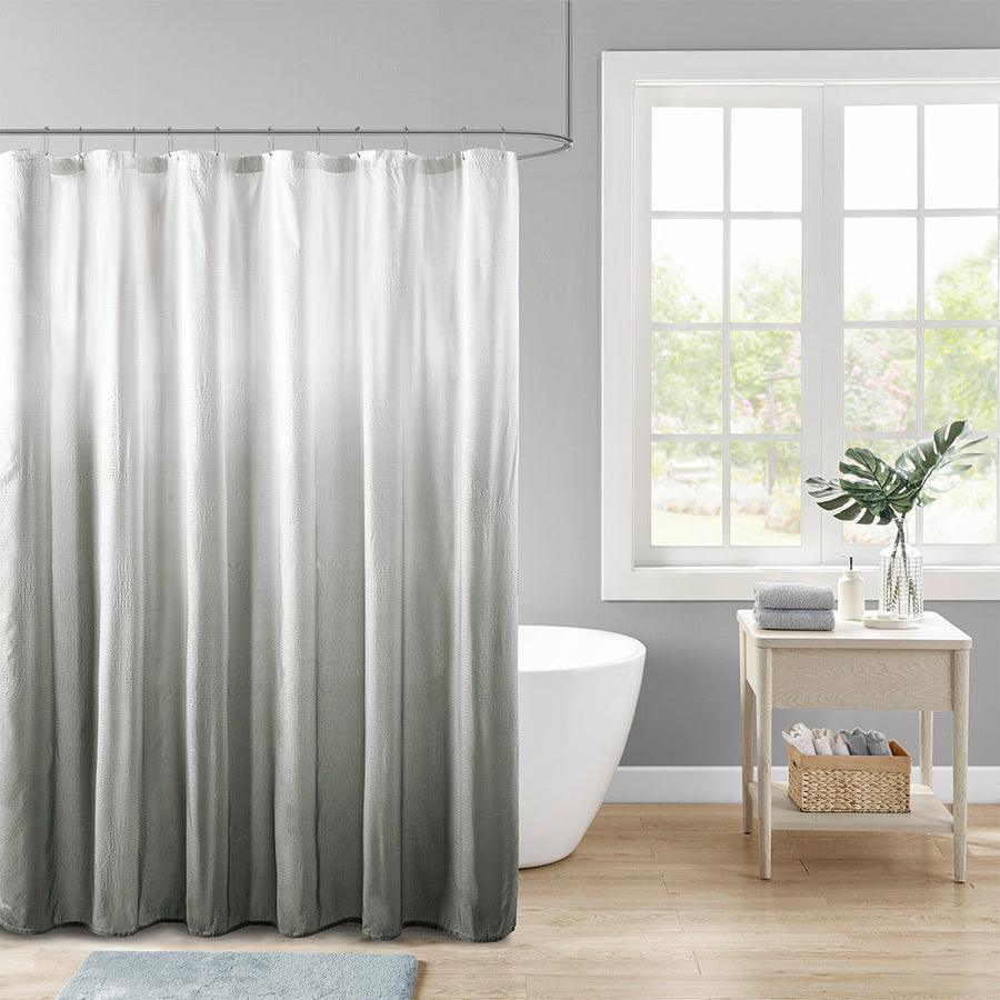 Olliix.com Shower Curtains - Ara Ombre Printed Seersucker Shower Curtain Grey