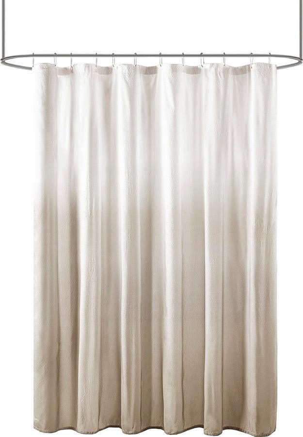 Olliix.com Shower Curtains - Ara Ombre Printed Seersucker Shower Curtain Taupe