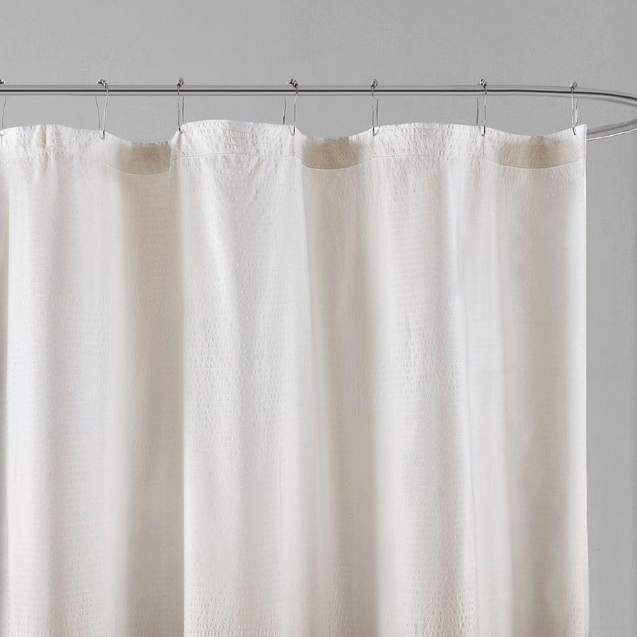Olliix.com Shower Curtains - Ara Ombre Printed Seersucker Shower Curtain Taupe