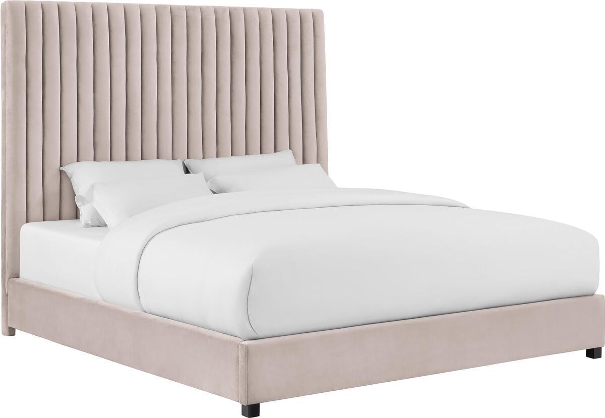 Tov Furniture Beds - Arabelle Blush Velvet Bed in Queen