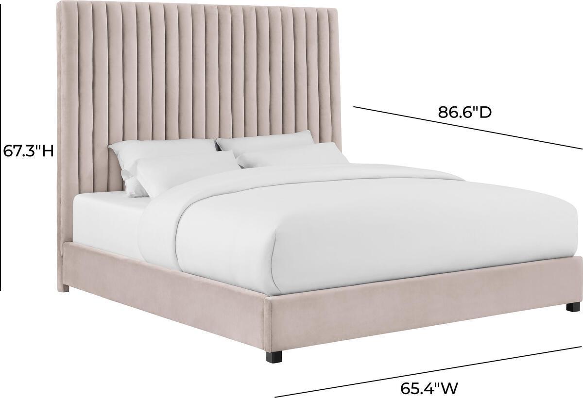 Tov Furniture Beds - Arabelle Blush Velvet Bed in Queen
