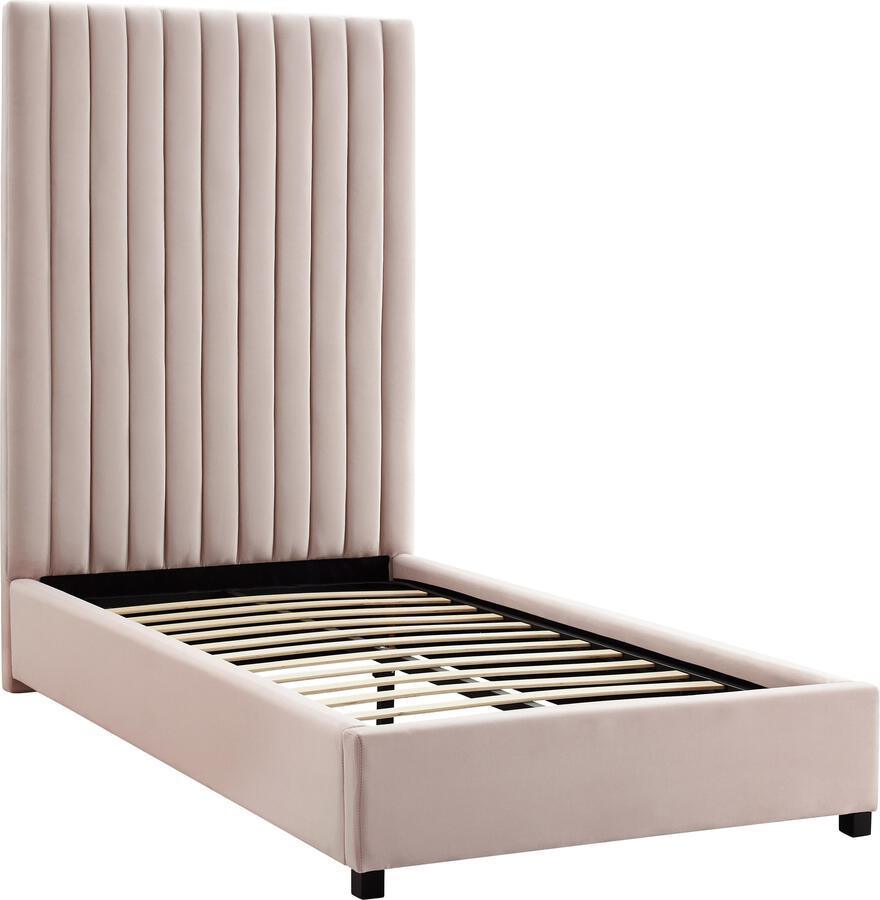 Tov Furniture Beds - Arabelle Blush Velvet Bed in Twin Blush