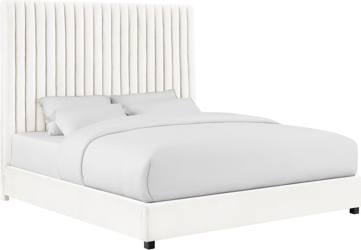 Tov Furniture Beds - Arabelle White Velvet Bed In King