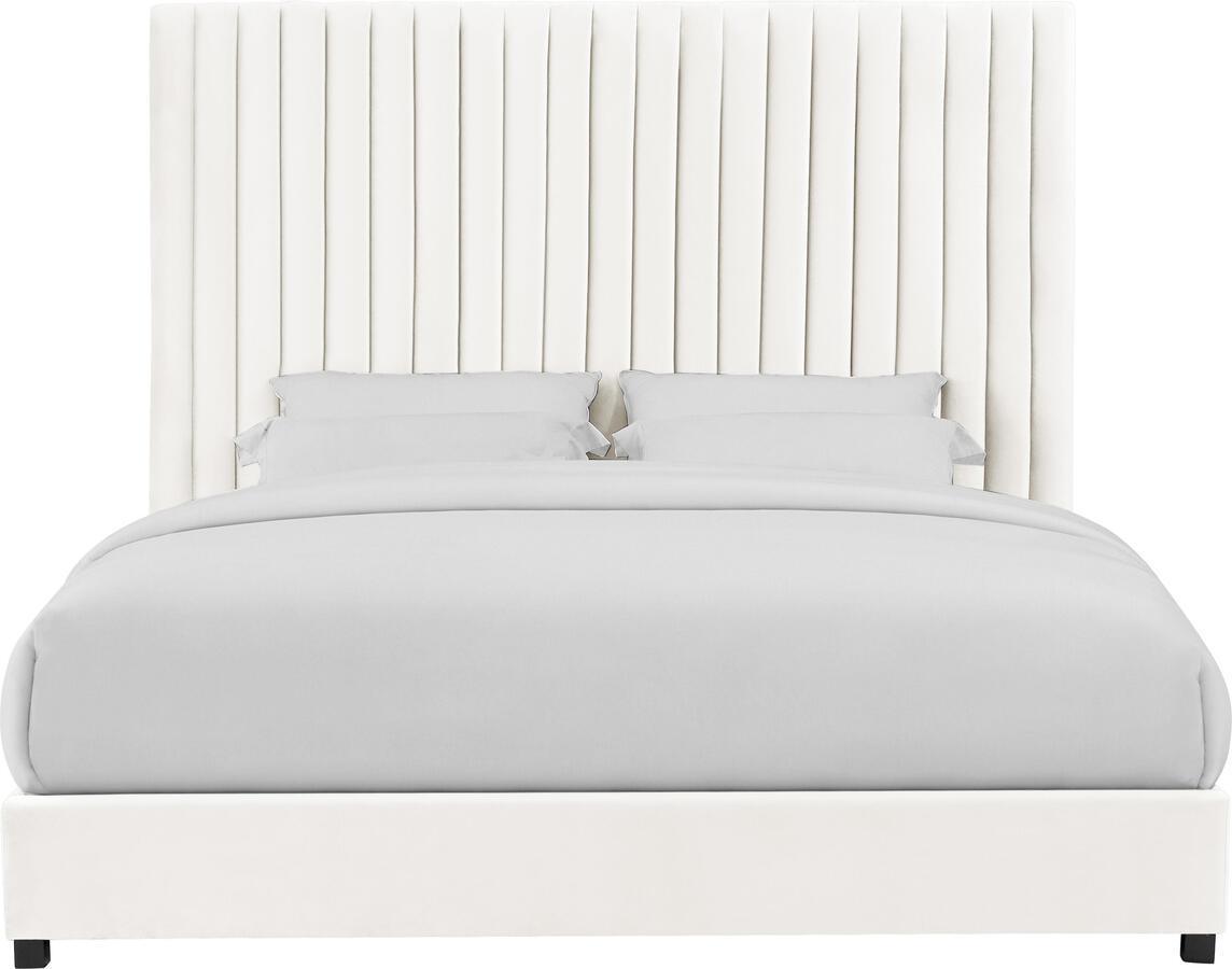 Tov Furniture Beds - Arabelle White Velvet Bed In King