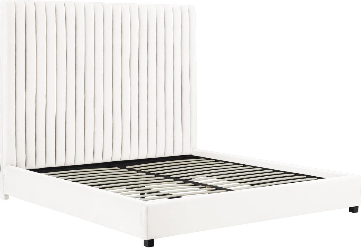 Tov Furniture Beds - Arabelle White Velvet Bed In King