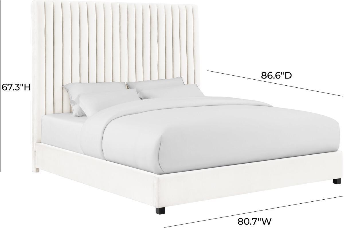 Tov Furniture Beds - Arabelle White Velvet Bed In King