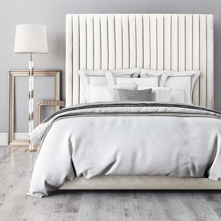 Tov Furniture Beds - Arabelle White Velvet Bed In King