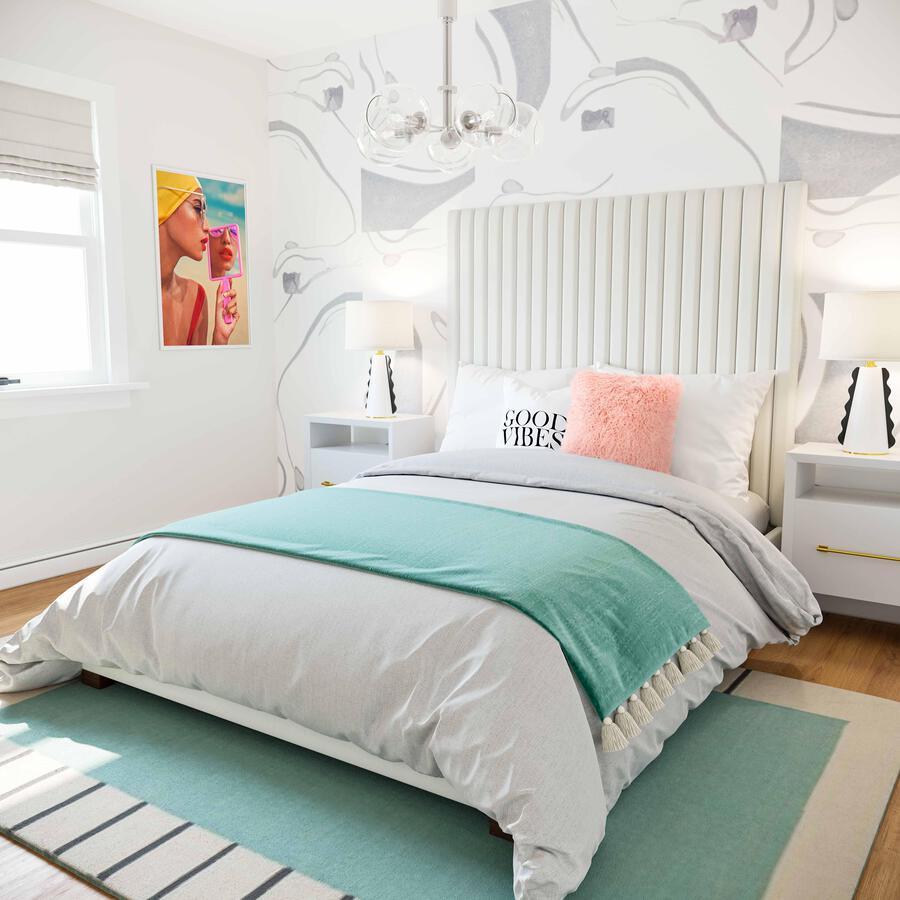 Tov Furniture Beds - Arabelle White Velvet Bed In King
