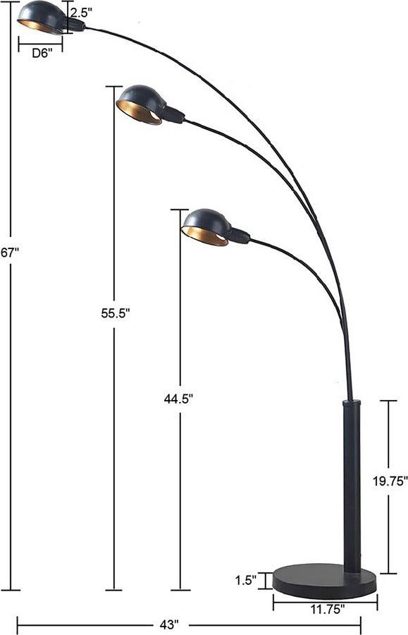 Olliix.com Floor Lamps - Archer 3-Light Adjustable Arc Floor Lamp 67"H Black