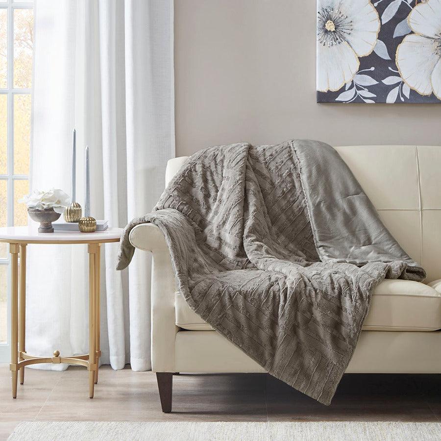 Olliix.com Pillows & Throws - Arctic Casual Ultra Plush Down Alternative Throw 50x60" Gray