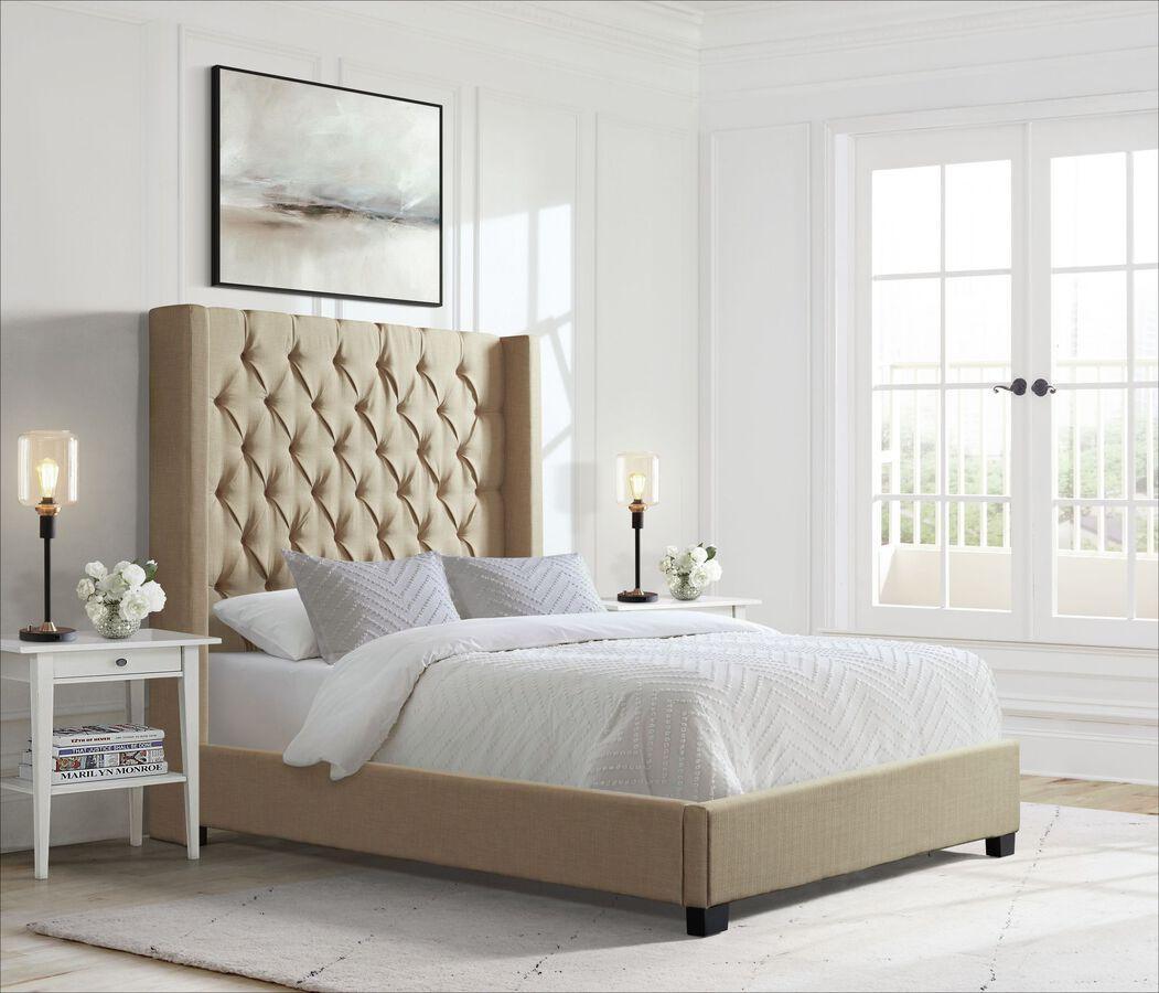 Elements Beds - Arden King Tufted Upholstered Bed in Natural