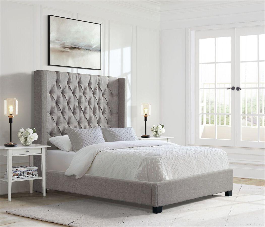 Elements Beds - Arden Queen Tufted Upholstered Bed in Grey