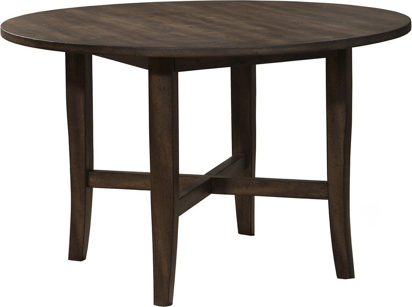 Alpine Furniture Dining Tables - Arendal Round Table, Burnished Dark Oak
