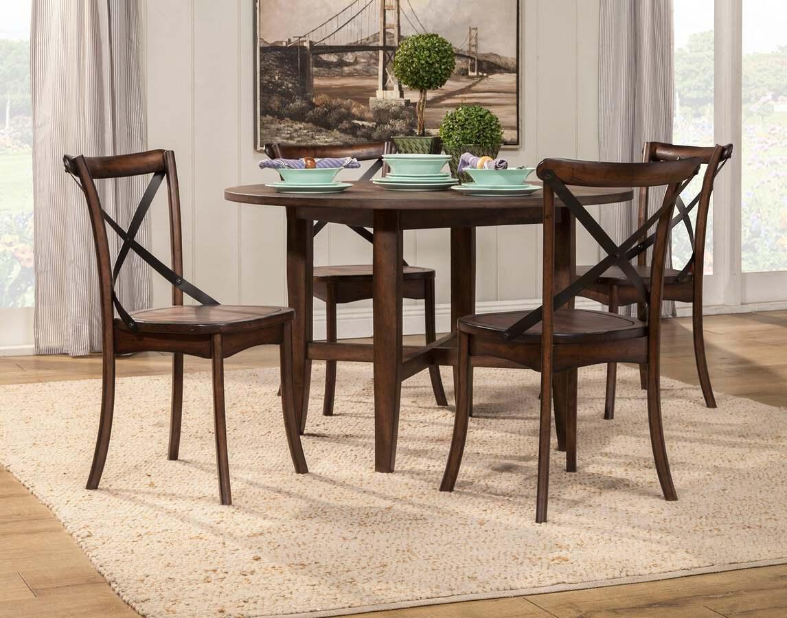 Alpine Furniture Dining Chairs - Arendal Set of 2 Side Chairs, Burnished Dark Oak