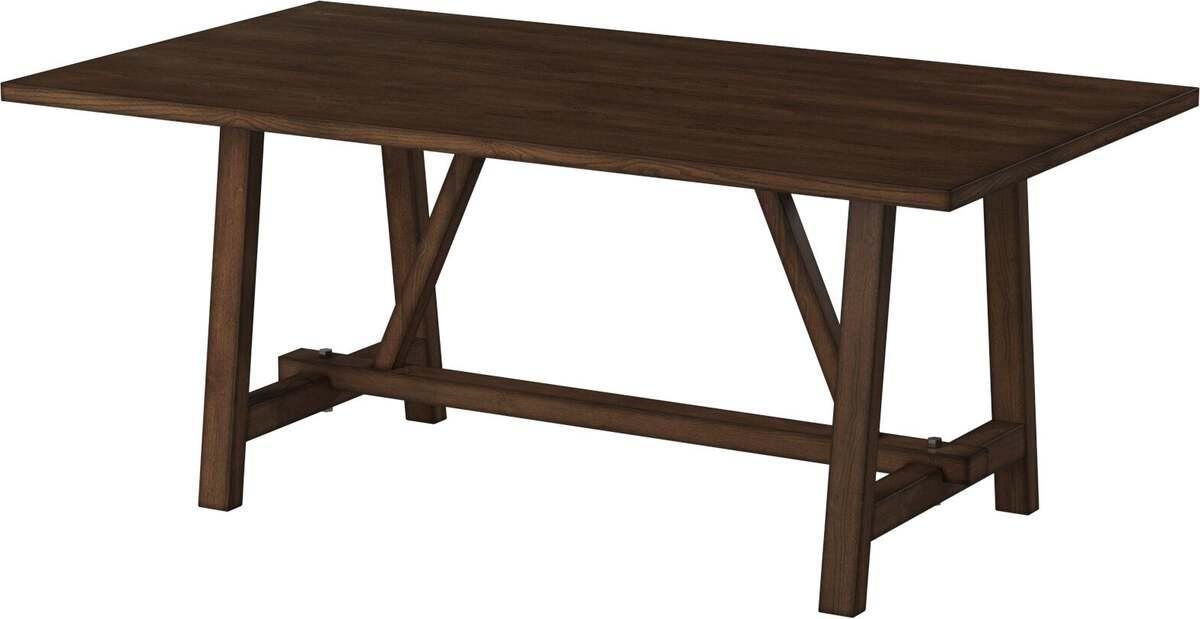 Alpine Furniture Dining Tables - Arendal Trestle Rectangular Dining Table, Burnished Dark Oak
