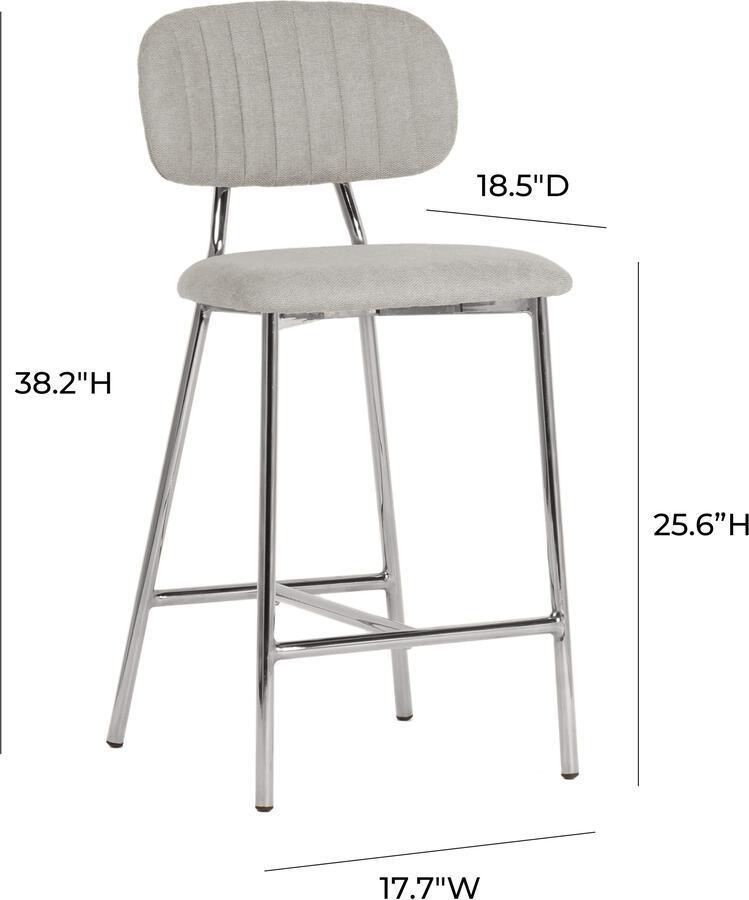 Tov Furniture Barstools - Ariana Grey Counter Stool - Silver Legs (Set of 2)