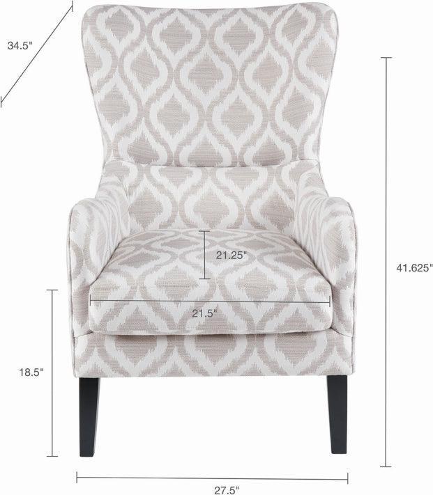Olliix.com Accent Chairs - Arianna Swoop Wing Chair Gray & White