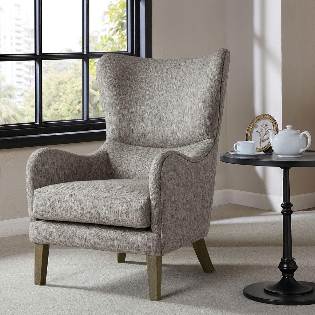 Olliix.com Accent Chairs - Arianna Swoop Wing Chair Gray