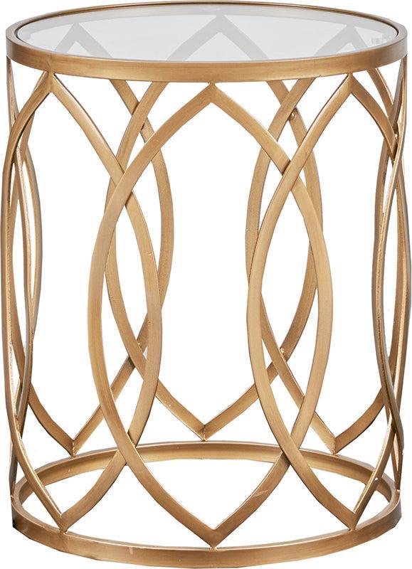 Olliix.com Side & End Tables - Arlo Metal Eyelet Accent Table Gold & Glass