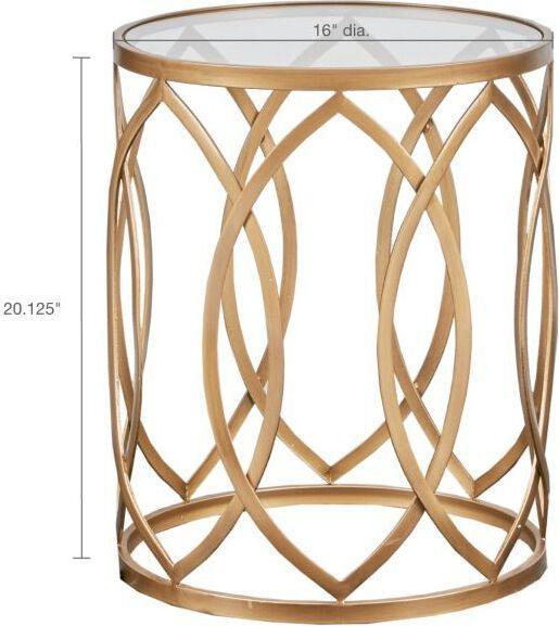 Olliix.com Side & End Tables - Arlo Metal Eyelet Accent Table Gold & Glass