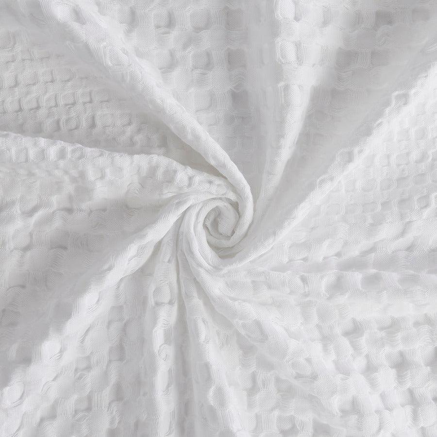 Olliix.com Shower Curtains - Arlo Super Waffle Textured Solid Shower Curtain White