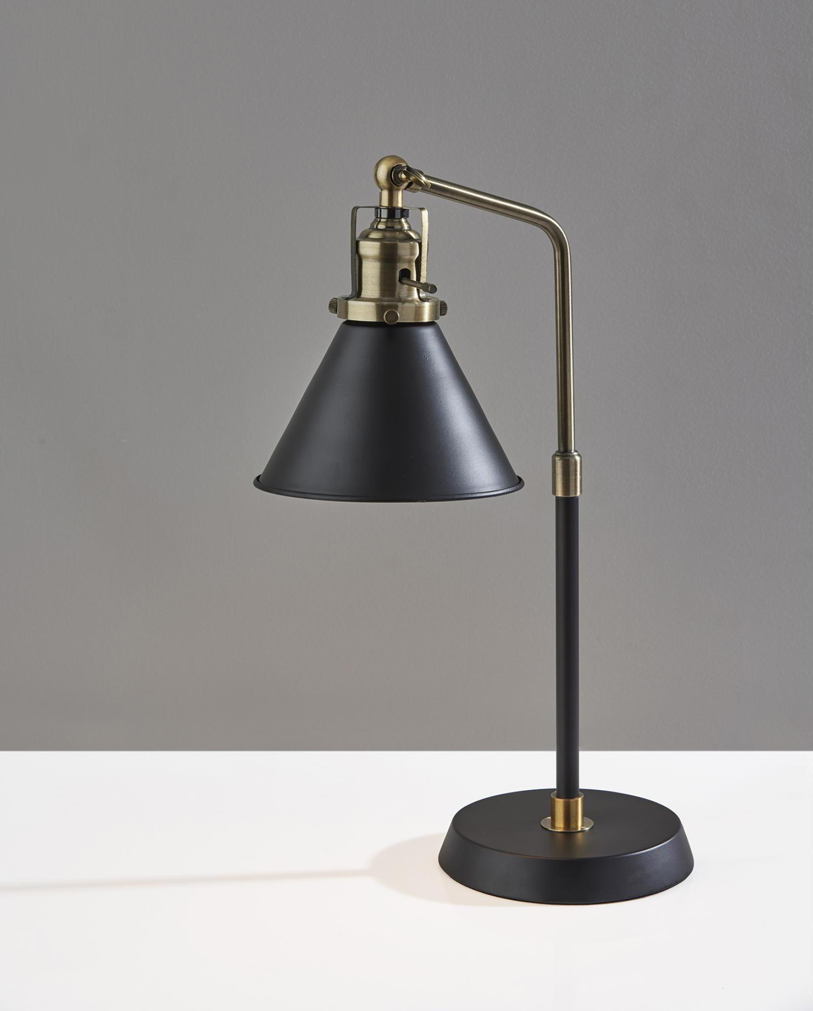 Adesso Desk Lamps - Arthur Desk Lamp Antique Brass & Black