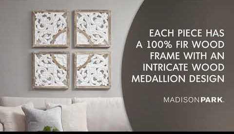 Olliix.com Wall Art - Arwen Medallion Wood Wall Decor 4 Piece Set Natural & White