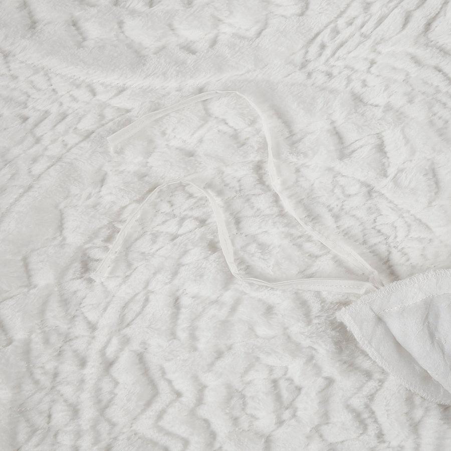 Olliix.com Duvet & Duvet Sets - Arya Embroidered Medallion Faux Fur Ultra Plush Duvet Cover Set King Ivory