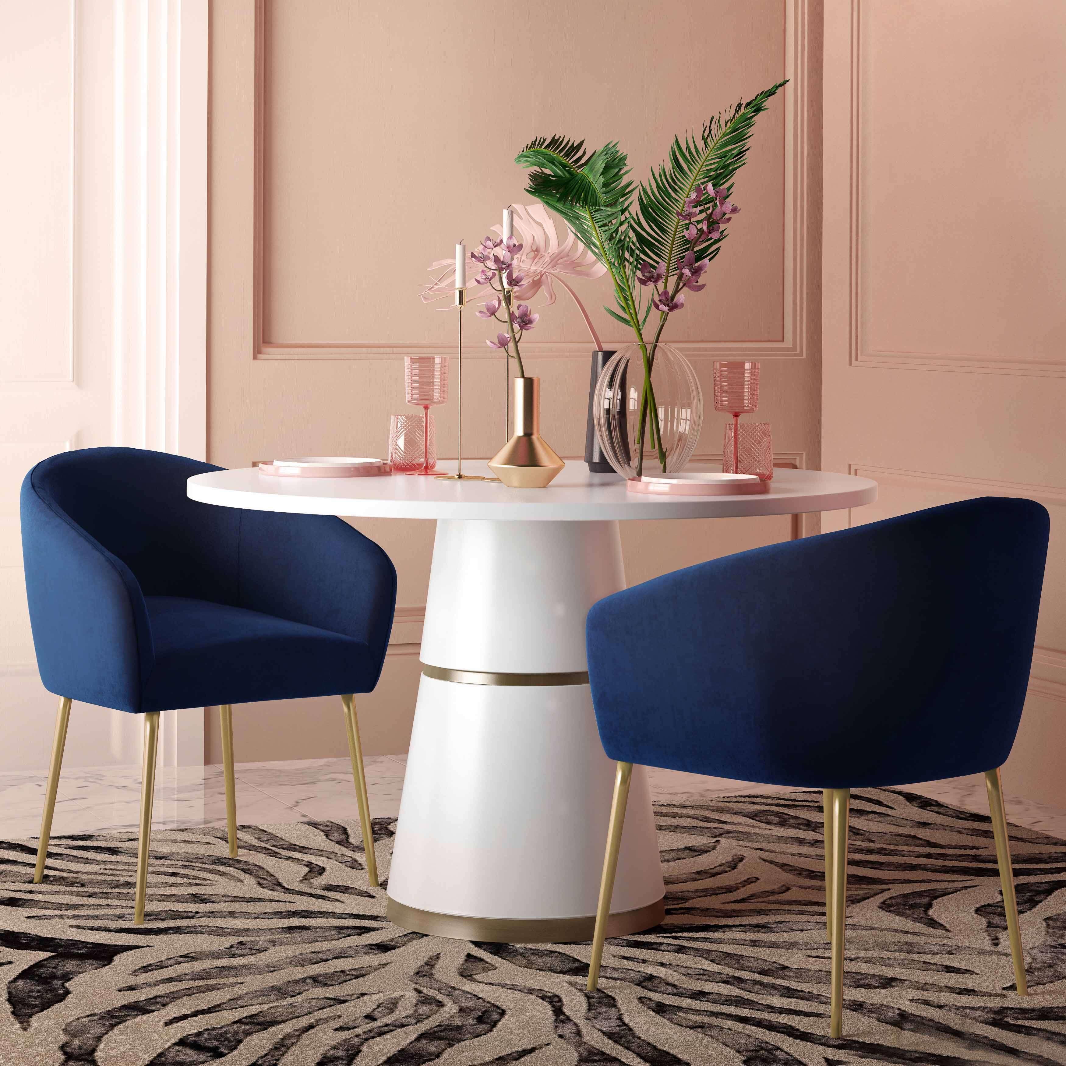 Tov Furniture Dining Chairs - Arya Performance Velvet Navy Dining Chair