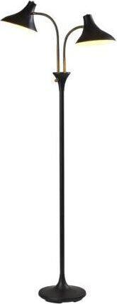 Adesso Floor Lamps - Ascot Floor Lamp Black & Antique Brass