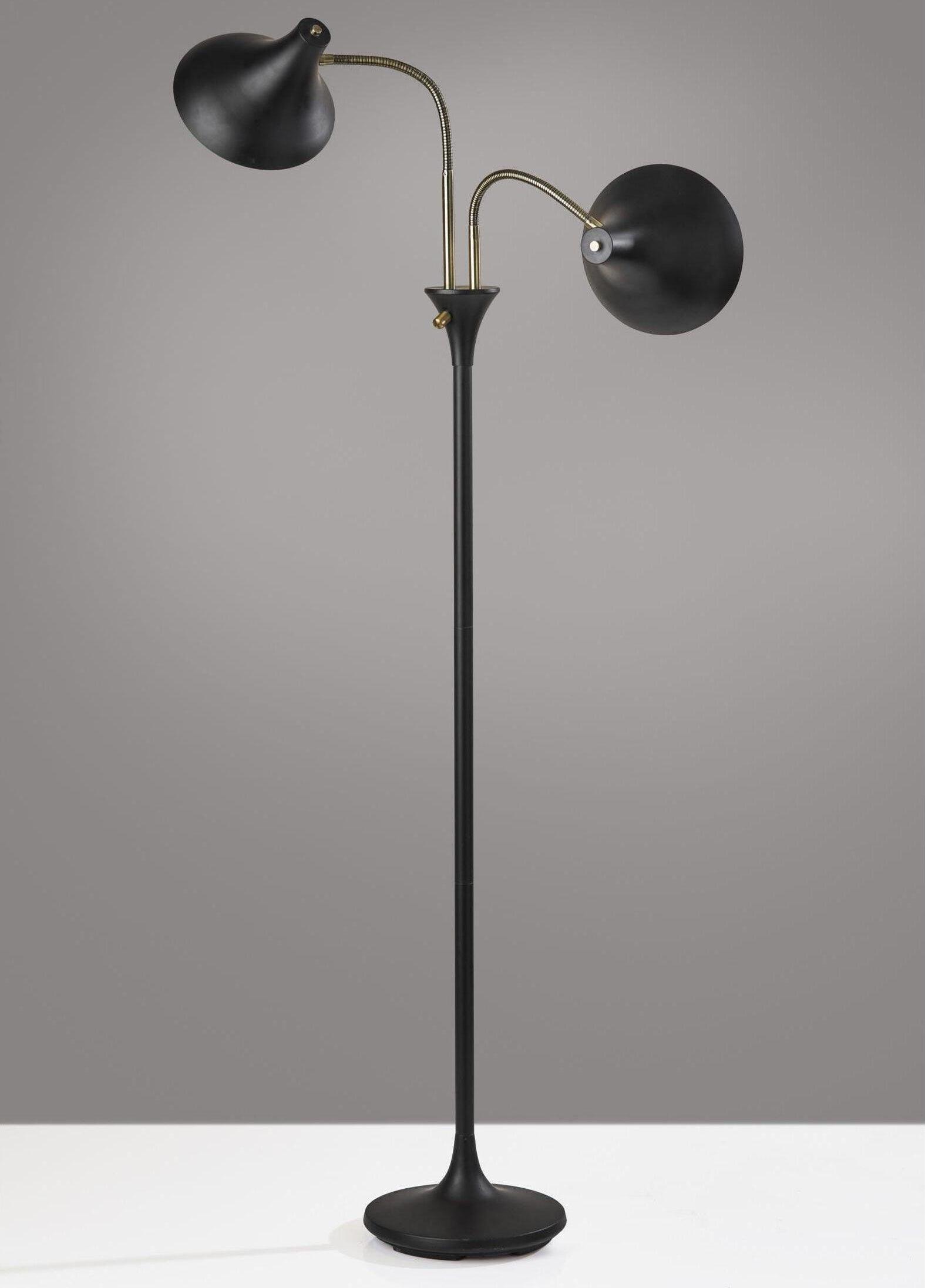 Adesso Floor Lamps - Ascot Floor Lamp Black & Antique Brass