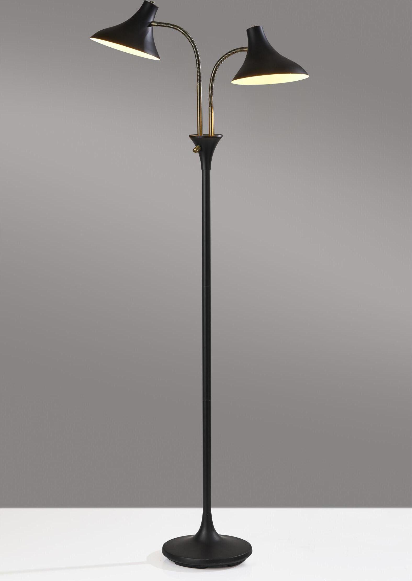 Adesso Floor Lamps - Ascot Floor Lamp Black & Antique Brass