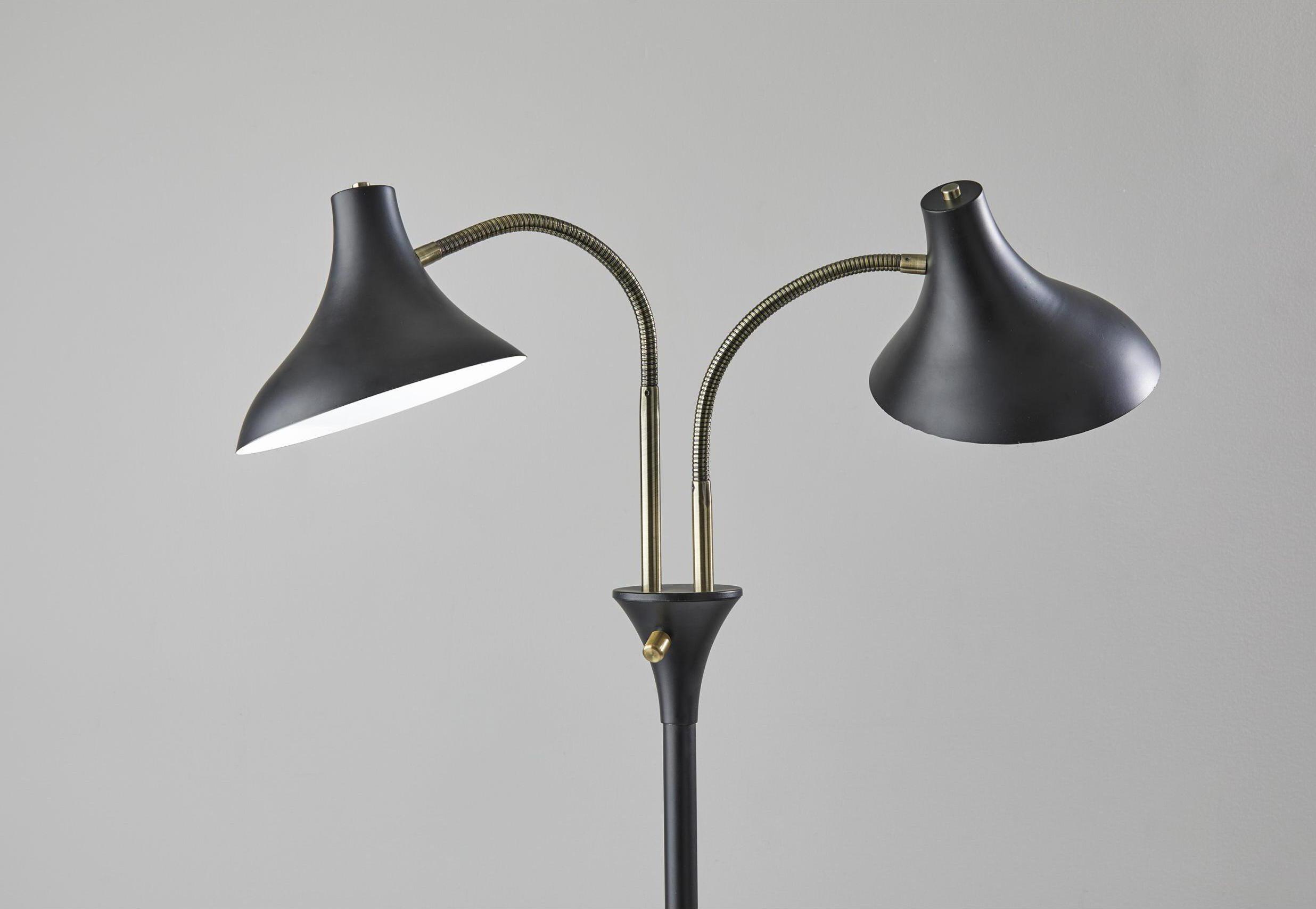 Adesso Floor Lamps - Ascot Floor Lamp Black & Antique Brass