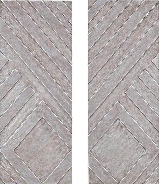 Olliix.com Wall Art - Ash Carved Wood 3 Piece Set Wall Decor Gray & Silver
