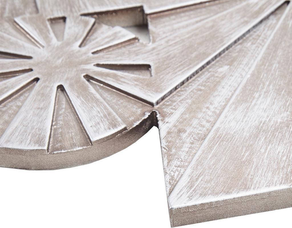 Olliix.com Wall Art - Ash Carved Wood 3 Piece Set Wall Decor Gray & Silver