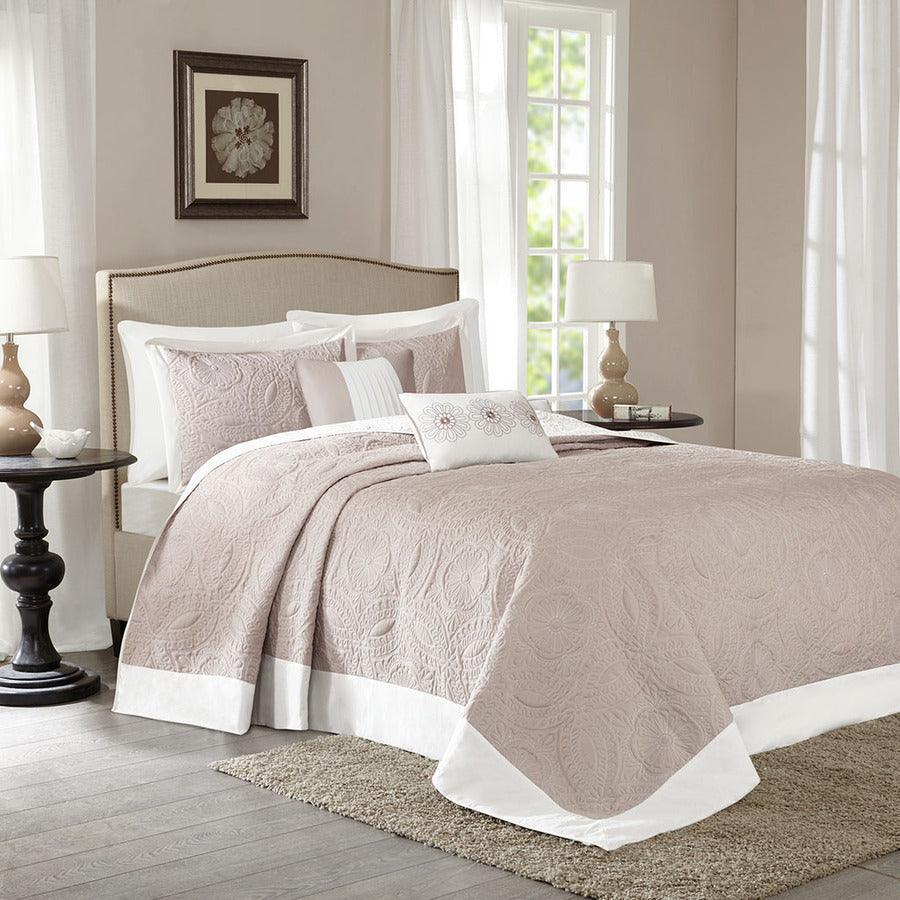 Olliix.com Comforters & Blankets - Ashbury King 5 Piece Reversible Bedspread Set Khaki