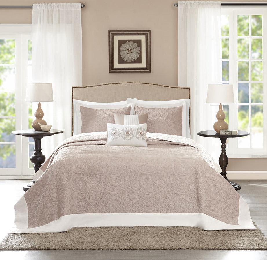 Olliix.com Comforters & Blankets - Ashbury King 5 Piece Reversible Bedspread Set Khaki