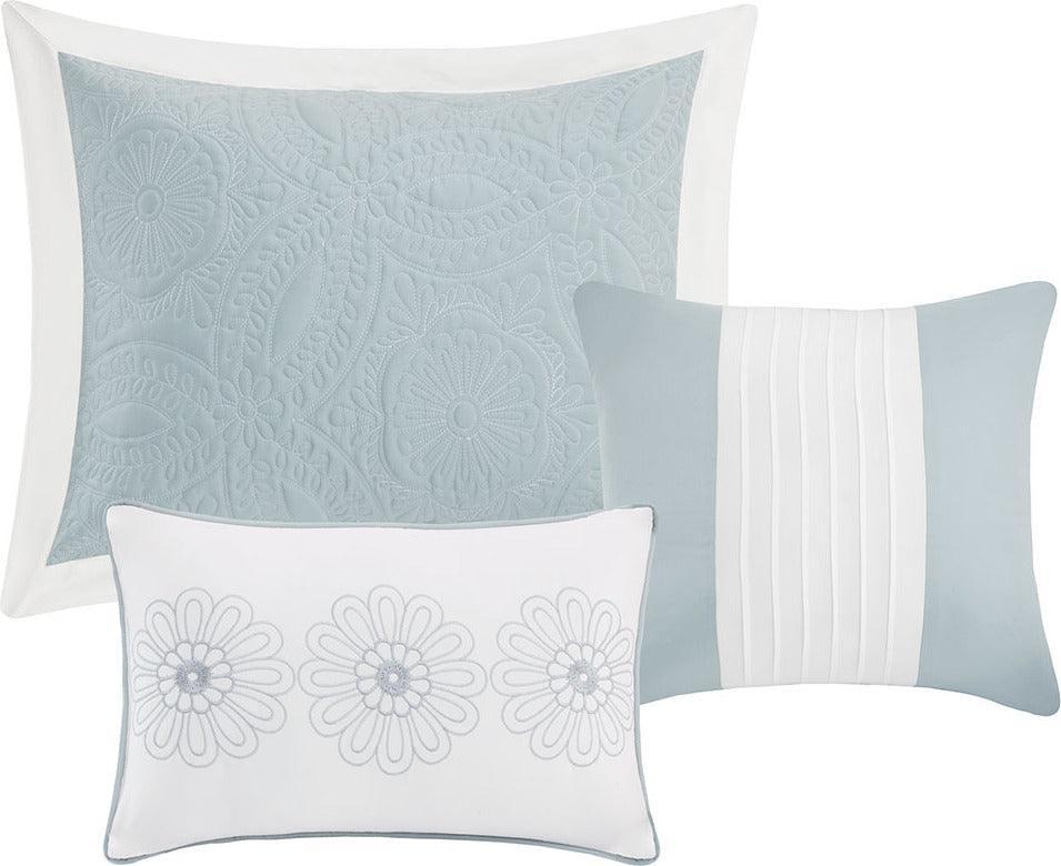 Olliix.com Comforters & Blankets - Ashbury Queen 5 Piece Reversible Bedspread Set Blue