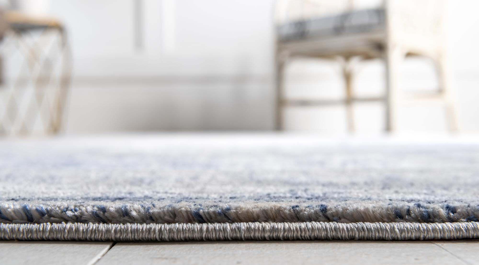 Unique Loom Indoor Rugs - Asheville 2' 2 x 6' Runner Rug Navy Blue & Beige