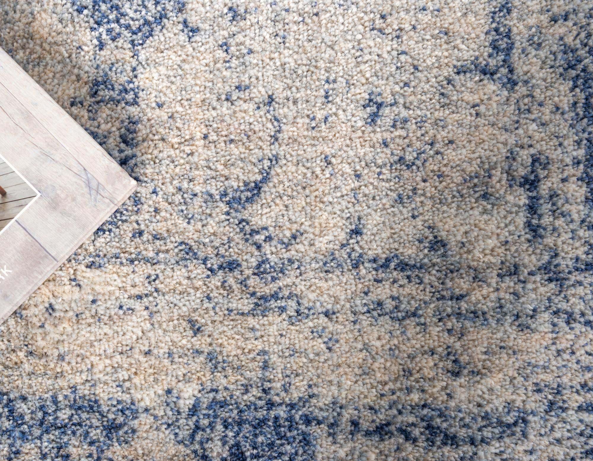 Unique Loom Indoor Rugs - Asheville 2' 2 x 6' Runner Rug Navy Blue & Beige